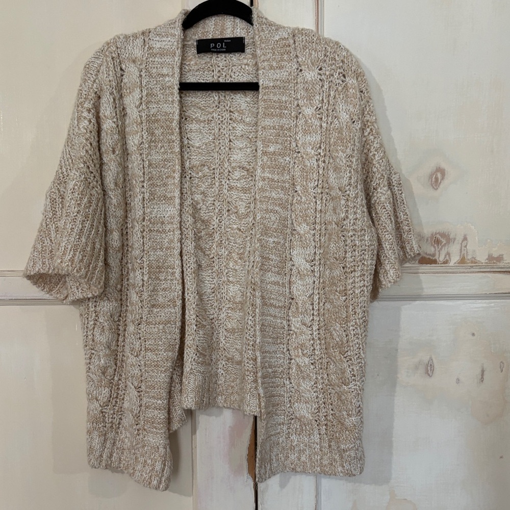 POL Women's Tan Cable Knit Cardigan